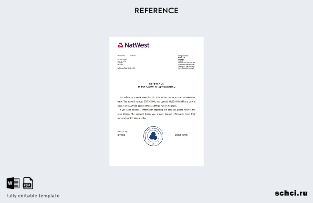 цифровая загрузка справочного шаблона Natwest Соединенного Королевства